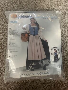 California Costumes Peasant Woman Dress in Blue, Cream, Black